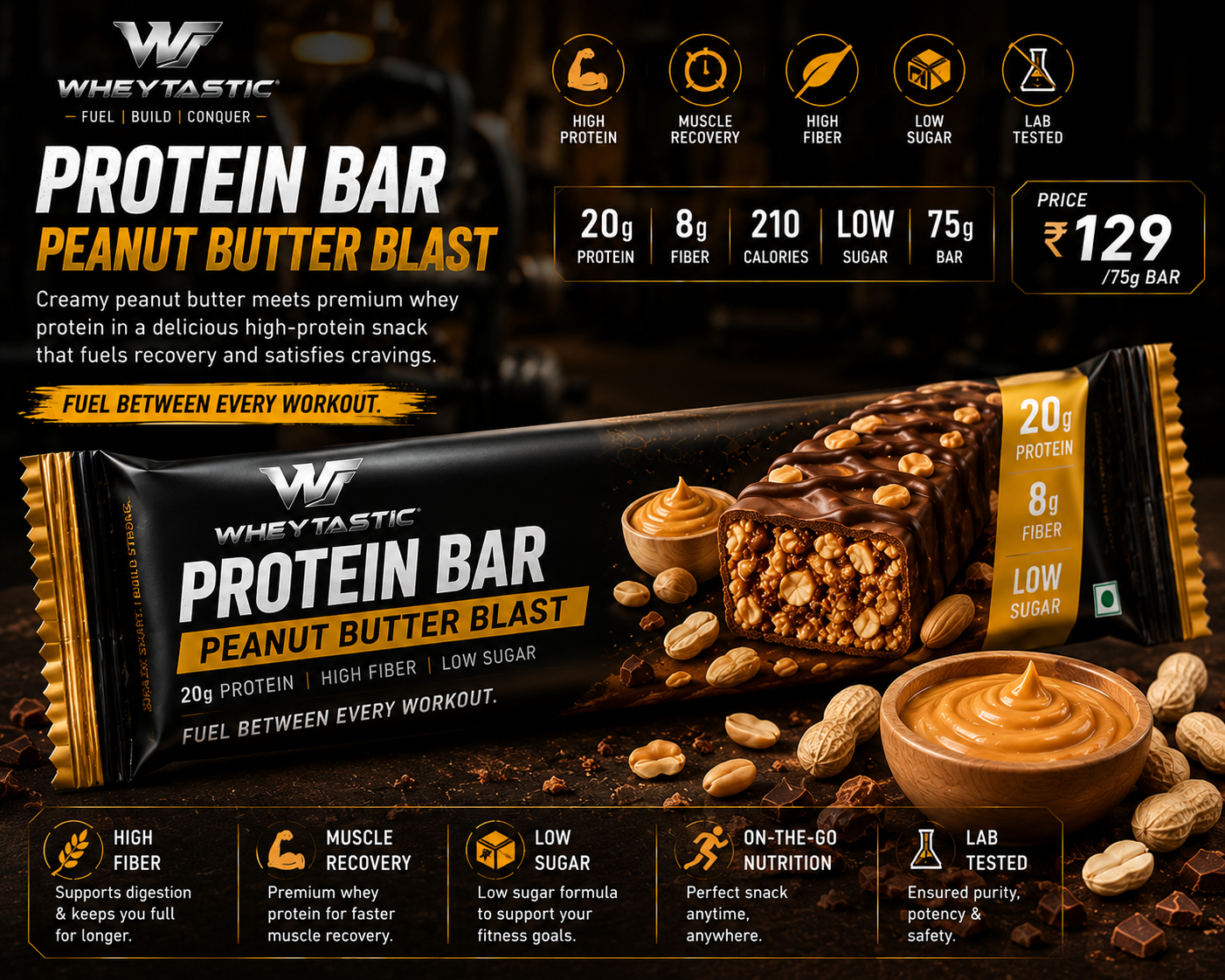 Wheytastic Protein Bar – Peanut Butter Blast
