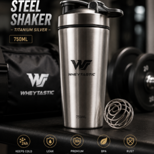 Wheytastic Steel Shaker – Titanium Silver