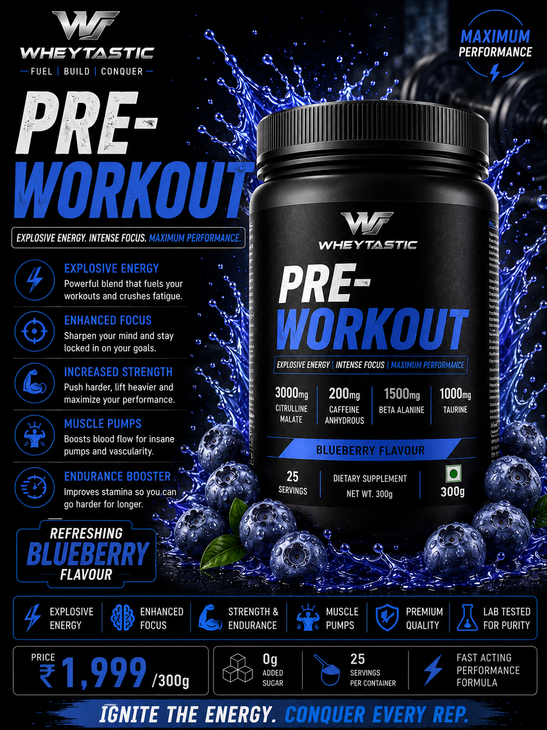 Wheytastic Pre-Workout – Blueberry Blitz